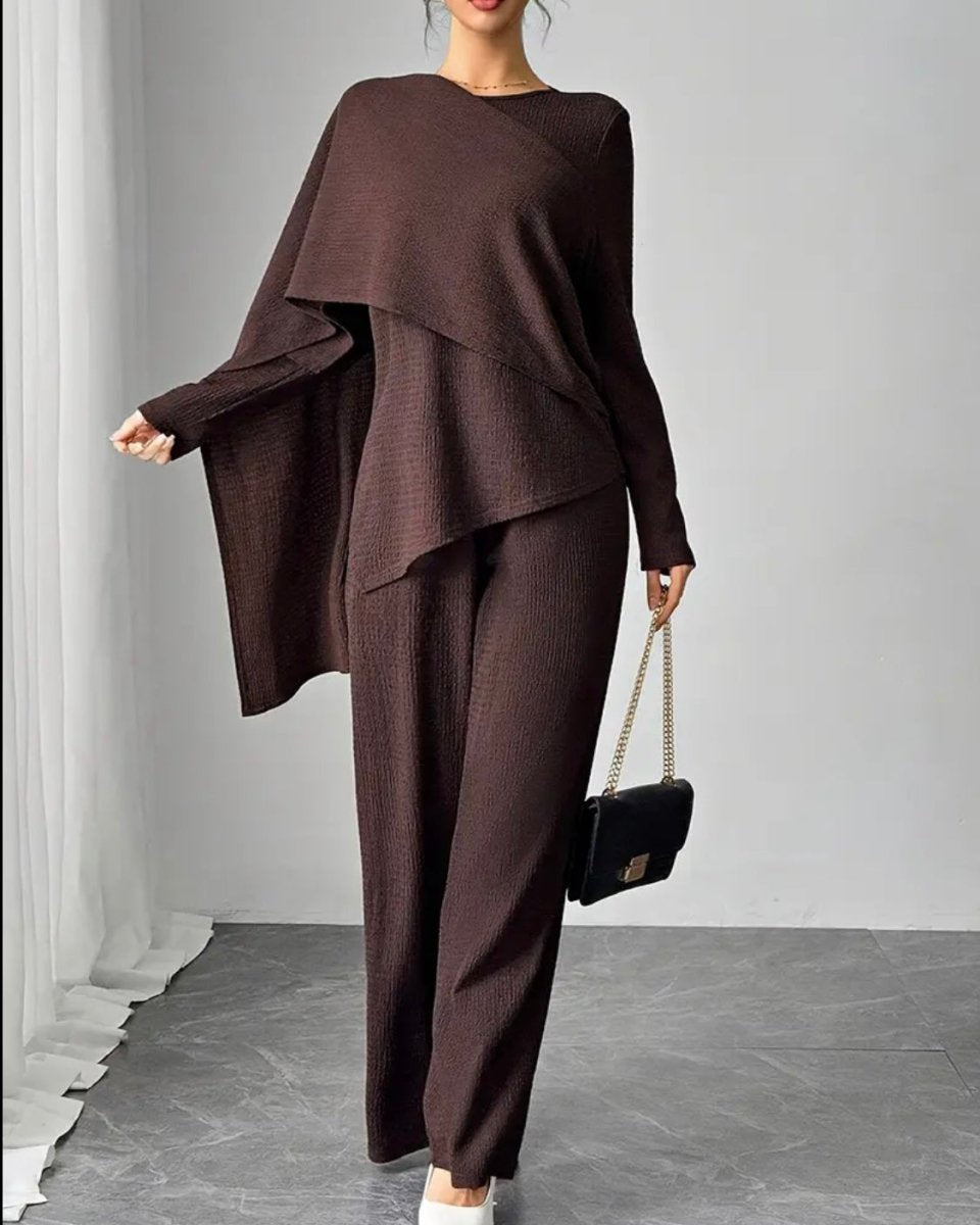 Ensemble asymétrique à coupe décontractée chocolat - RIVE GAUCHE