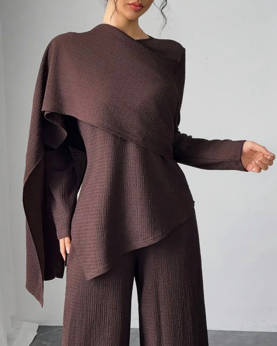 Ensemble asymétrique à coupe décontractée chocolat - RIVE GAUCHE
