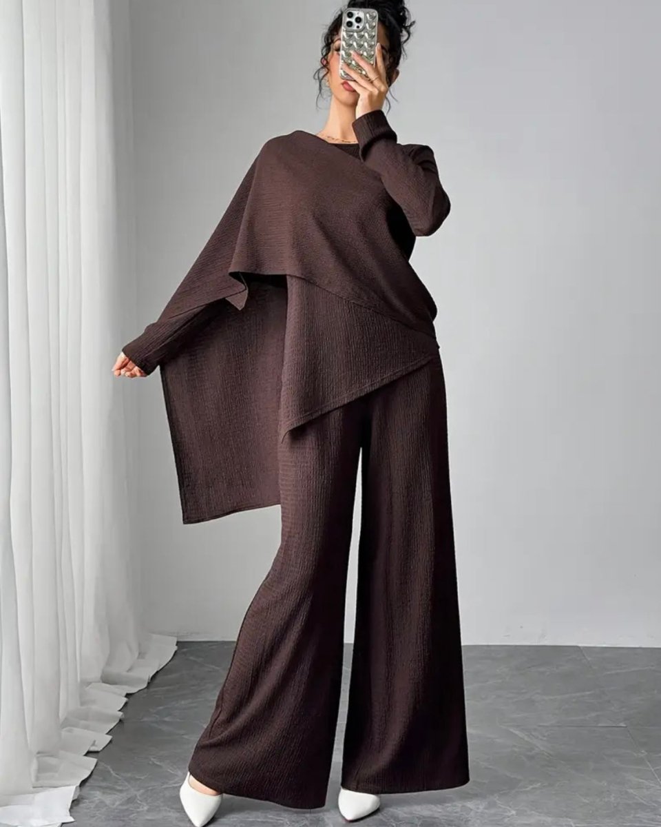 Ensemble asymétrique à coupe décontractée chocolat - RIVE GAUCHE