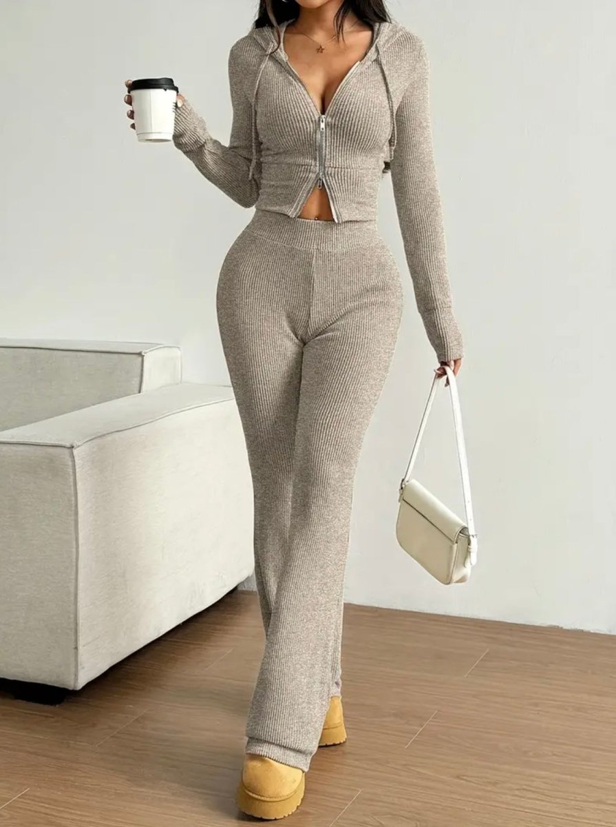 Ensemble beige en maille côtelée décontracté - RIVE GAUCHE