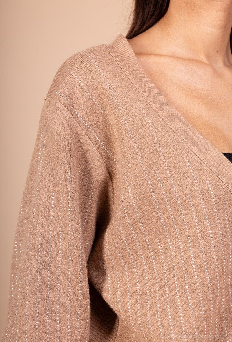 Ensemble chic en maille gilet et pantalon large avec strass - RIVE GAUCHE