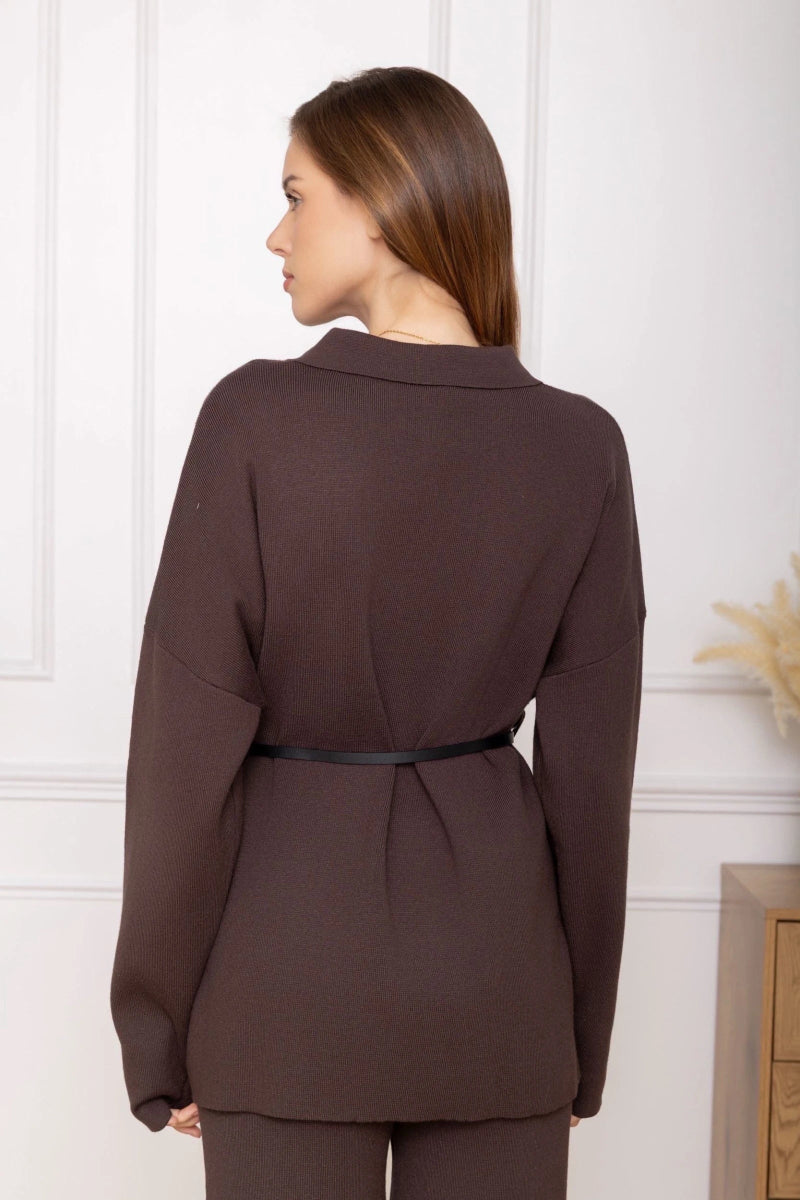 Ensemble coordonné en maille fluide avec chemise et pantalon - RIVE GAUCHE