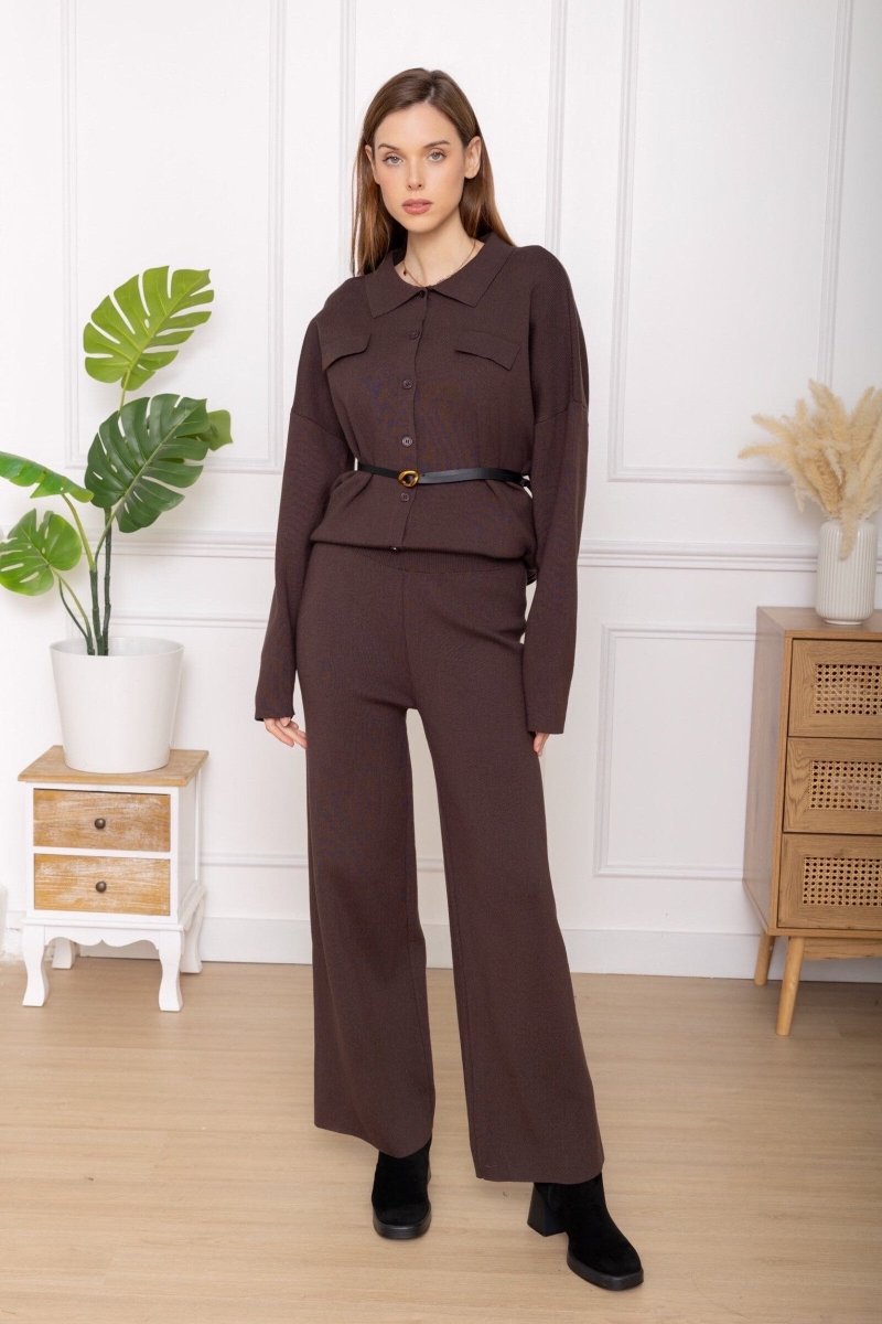 Ensemble coordonné en maille fluide avec chemise et pantalon - RIVE GAUCHE