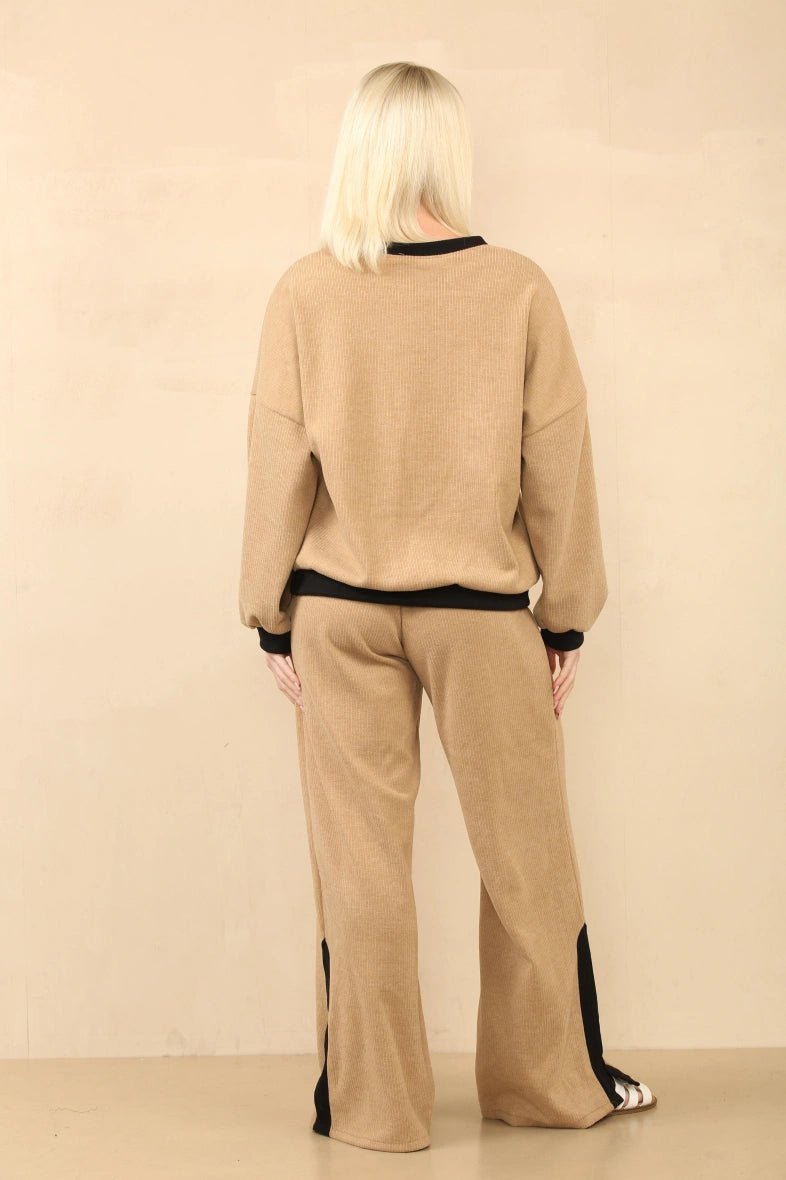 Ensemble côtelé pull et pantalon camel - RIVE GAUCHE