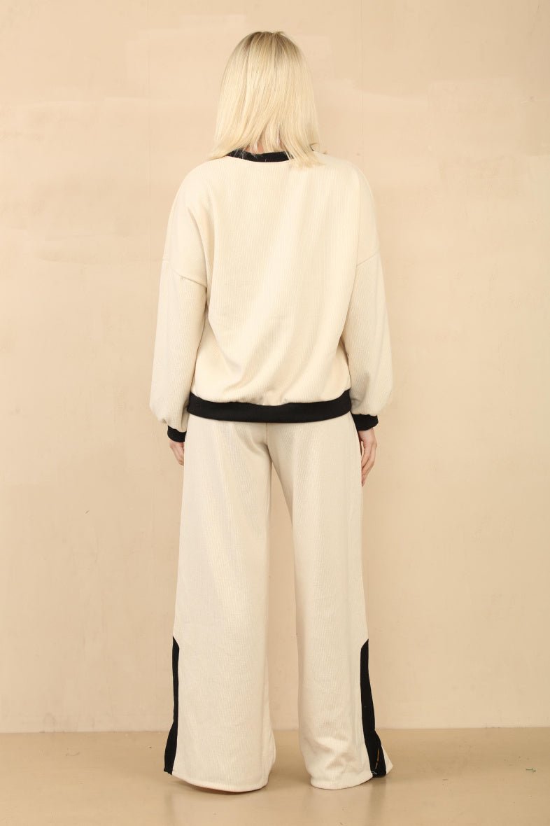 Ensemble côtelé pull et pantalon écru - RIVE GAUCHE