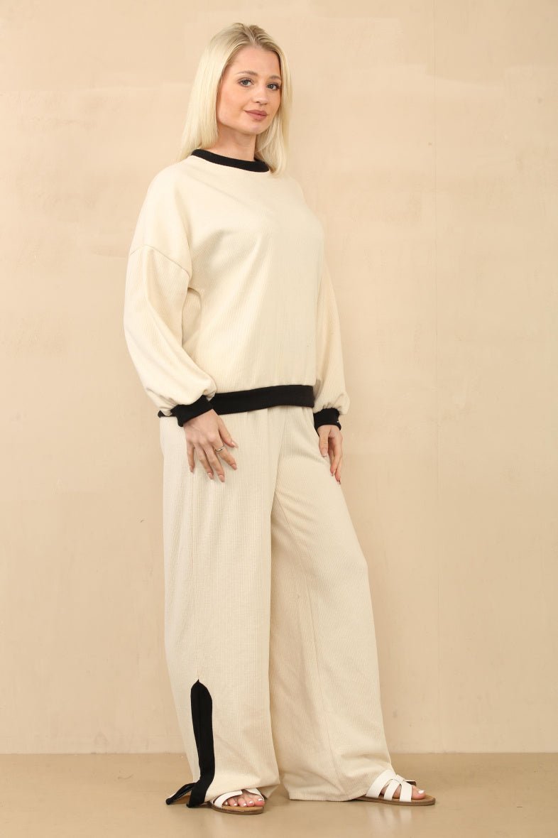 Ensemble côtelé pull et pantalon écru - RIVE GAUCHE