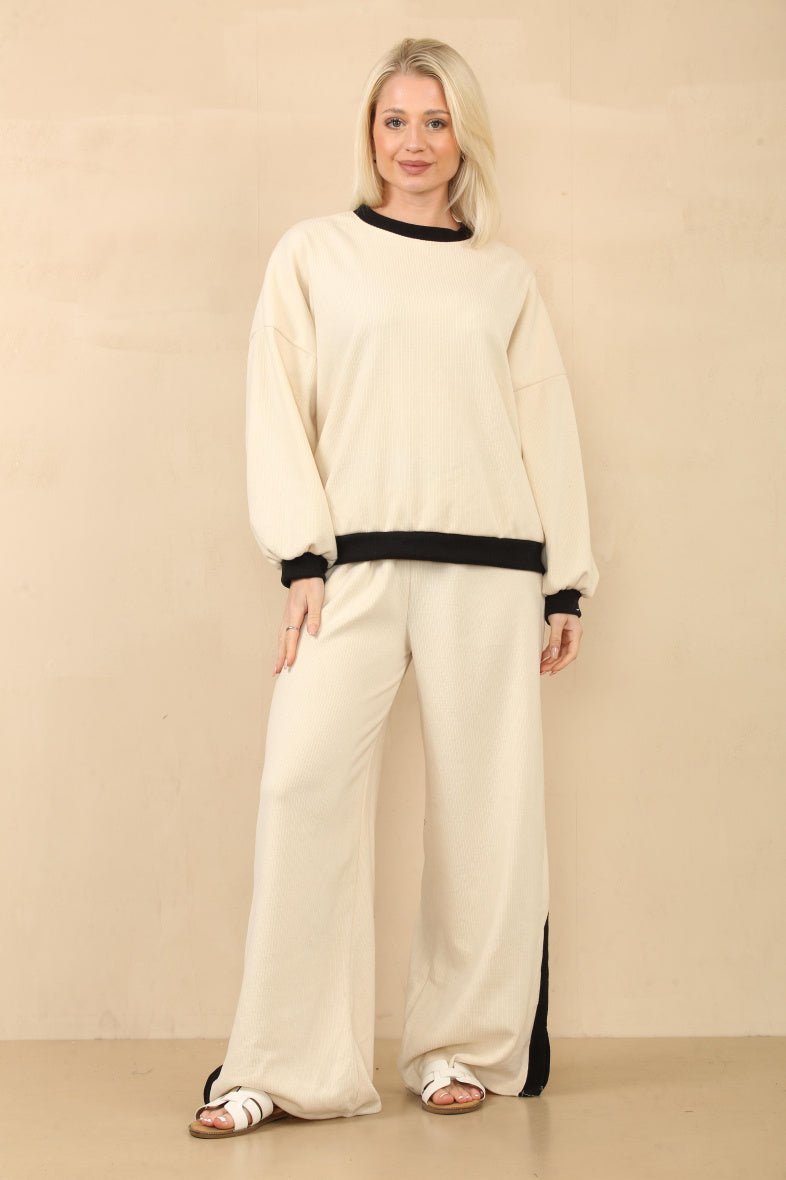 Ensemble côtelé pull et pantalon écru - RIVE GAUCHE
