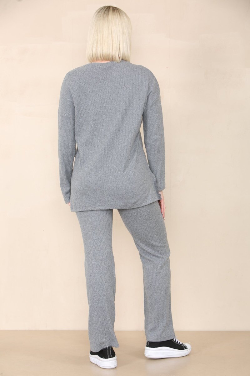 Ensemble côtelé pull et pantalon gris - RIVE GAUCHE