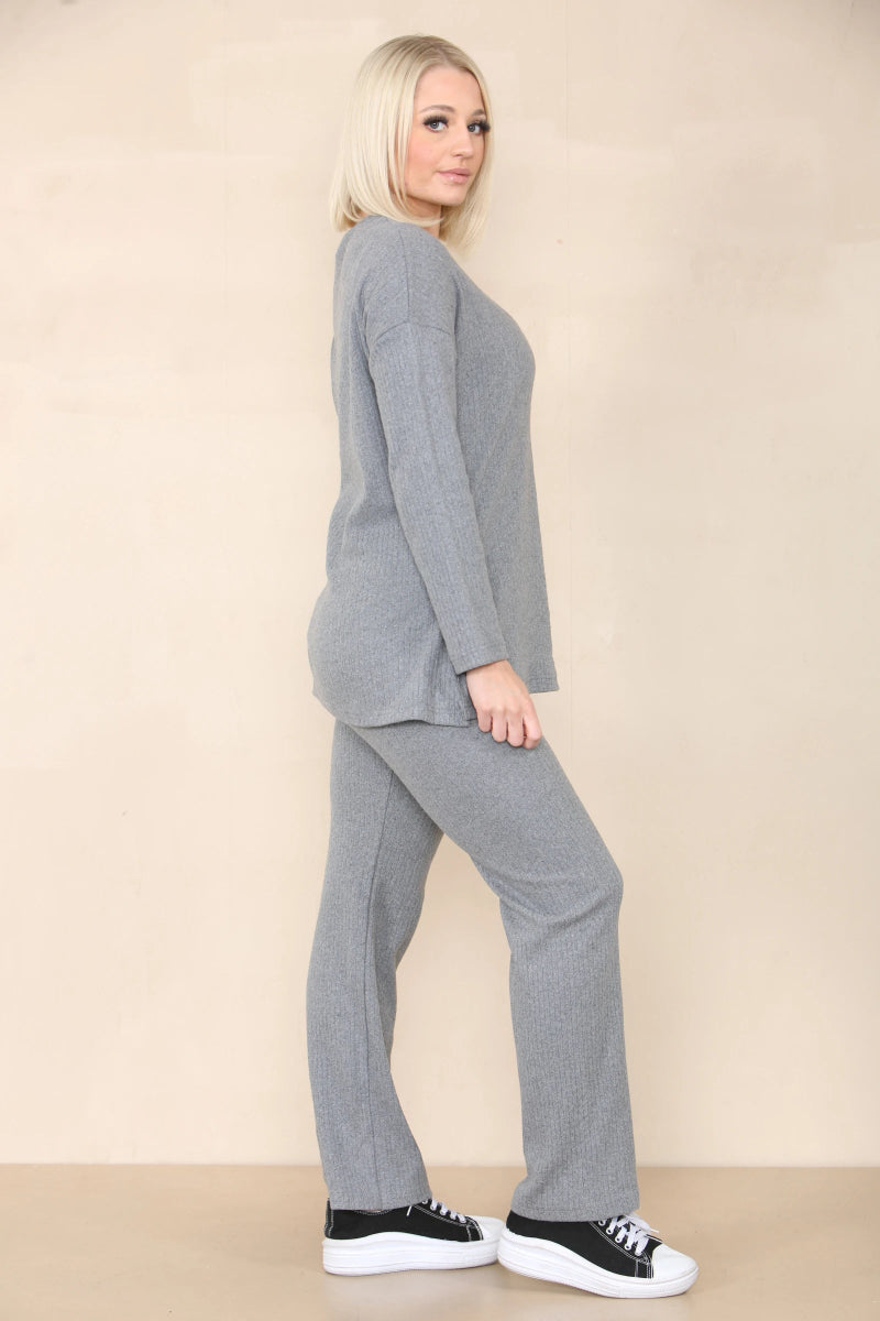 Ensemble côtelé pull et pantalon gris - RIVE GAUCHE