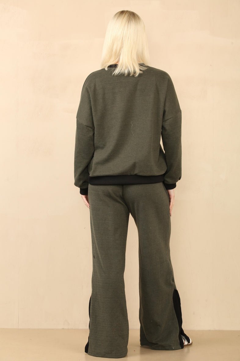 Ensemble côtelé pull et pantalon kaki - RIVE GAUCHE