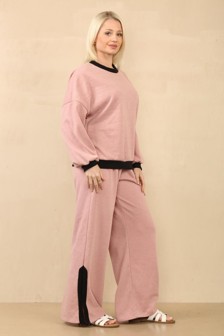 Ensemble côtelé pull et pantalon rose - RIVE GAUCHE