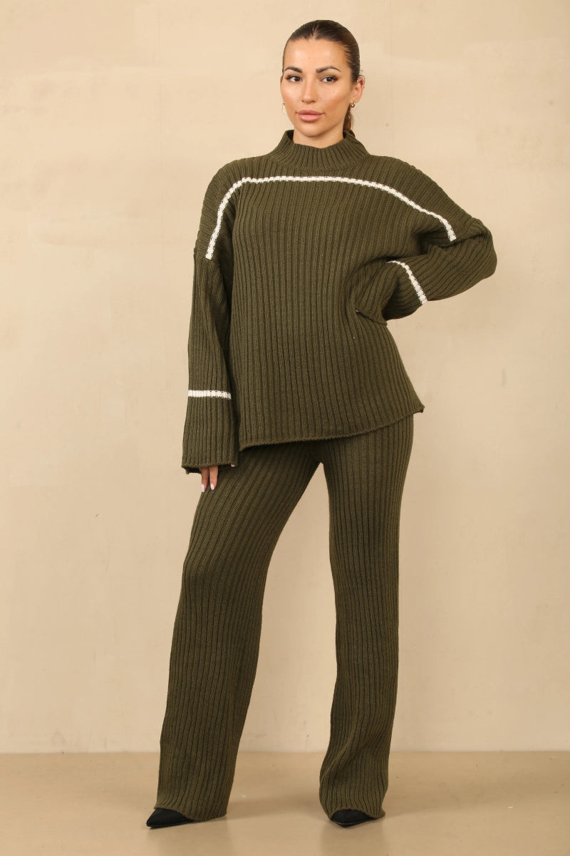 Ensemble deux pièces en tricot kaki - RIVE GAUCHE