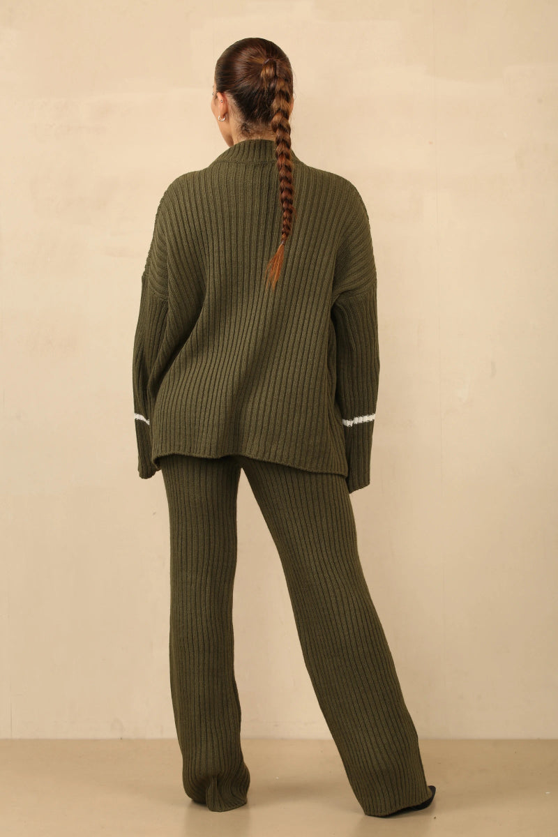 Ensemble deux pièces en tricot kaki - RIVE GAUCHE