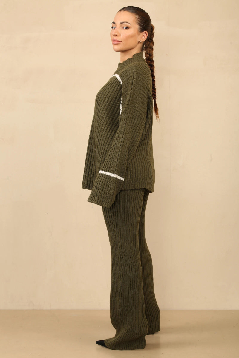 Ensemble deux pièces en tricot kaki - RIVE GAUCHE