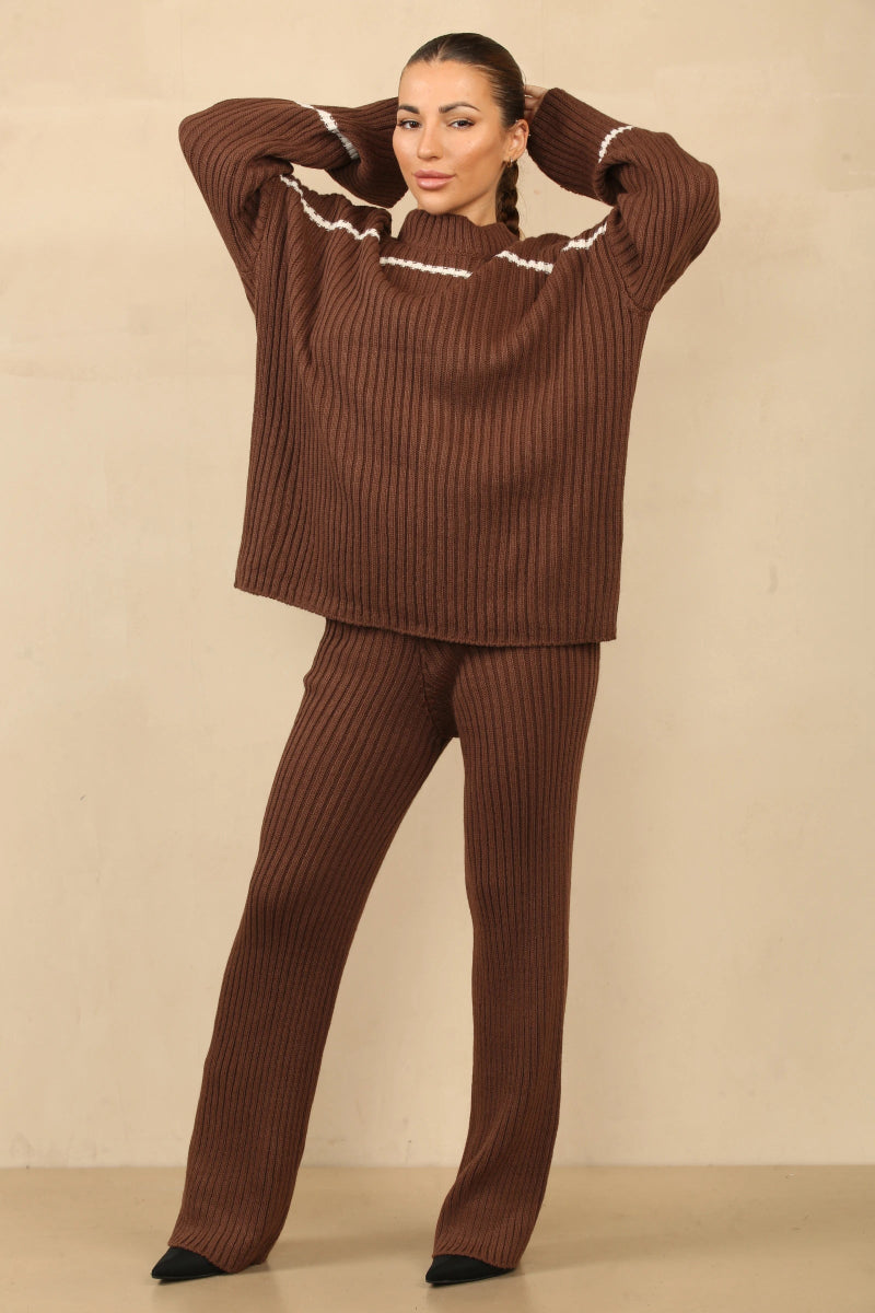 Ensemble deux pièces en tricot marron - RIVE GAUCHE