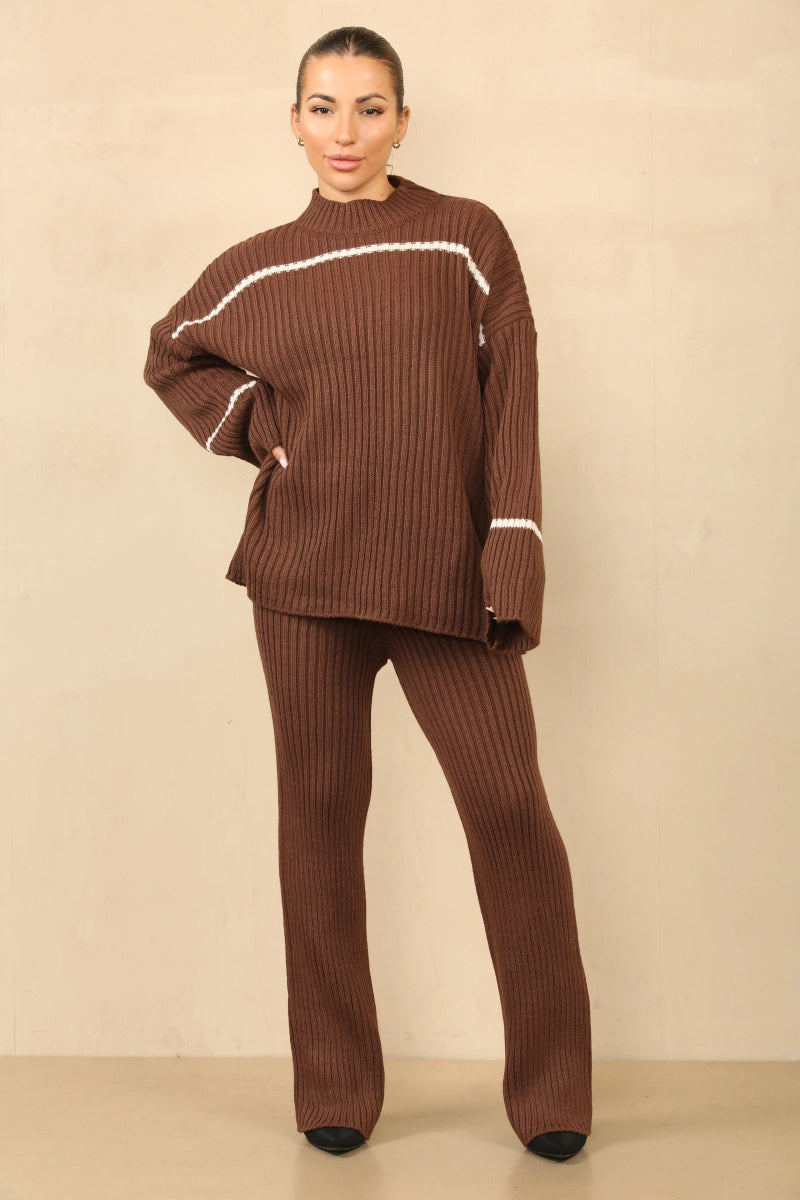 Ensemble deux pièces en tricot marron - RIVE GAUCHE