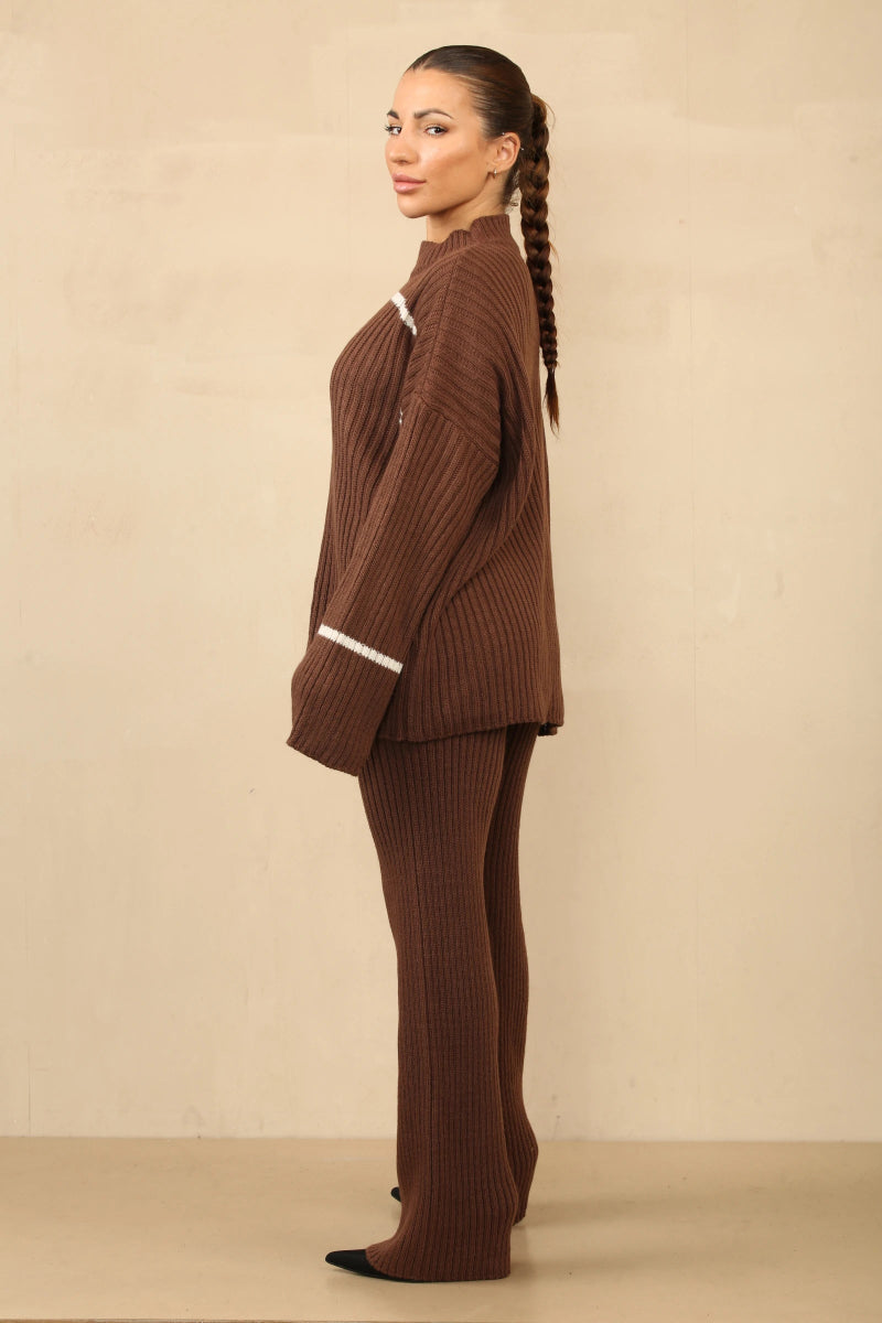 Ensemble deux pièces en tricot marron - RIVE GAUCHE