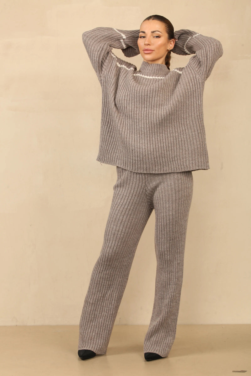 Ensemble deux pièces en tricot taupe - RIVE GAUCHE