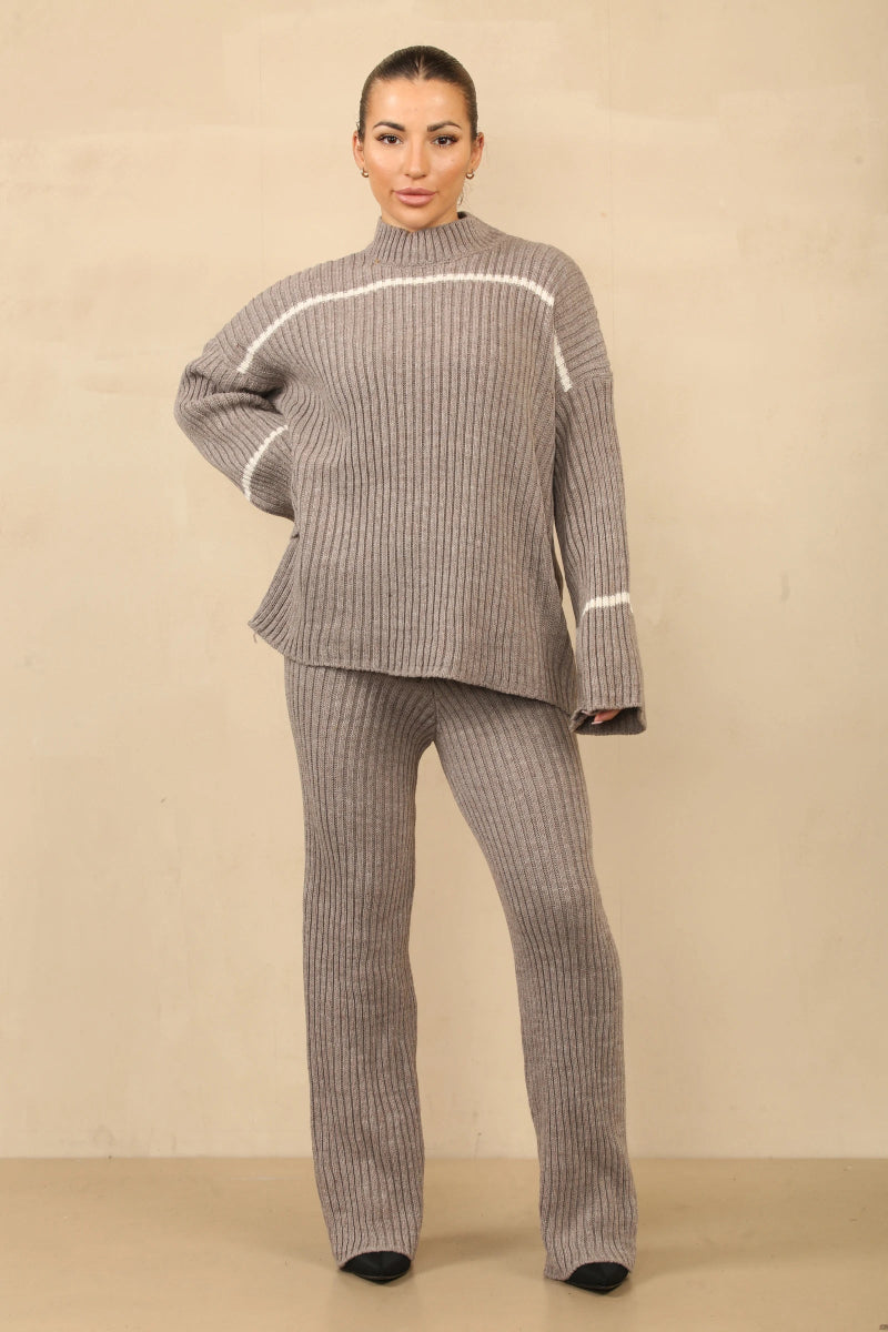 Ensemble deux pièces en tricot taupe - RIVE GAUCHE