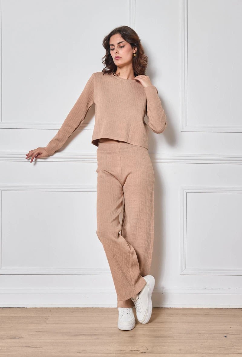 Ensemble deux pièces pull et pantalon caramel - RIVE GAUCHE