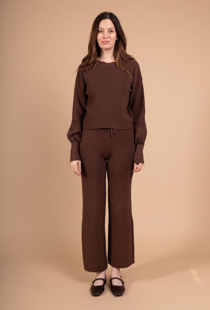 Ensemble deux pièces pull et pantalon chocolat - RIVE GAUCHE