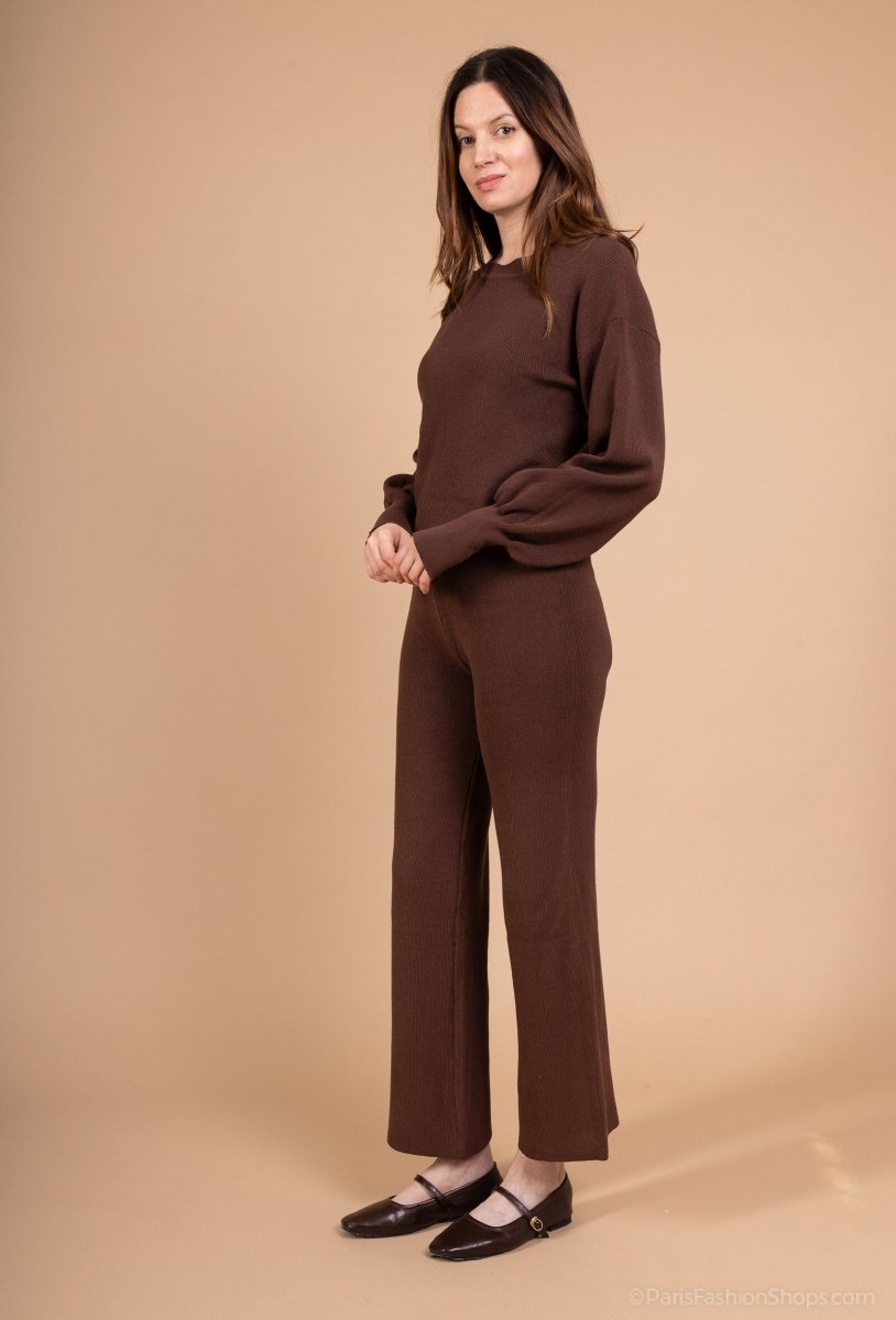 Ensemble deux pièces pull et pantalon chocolat - RIVE GAUCHE