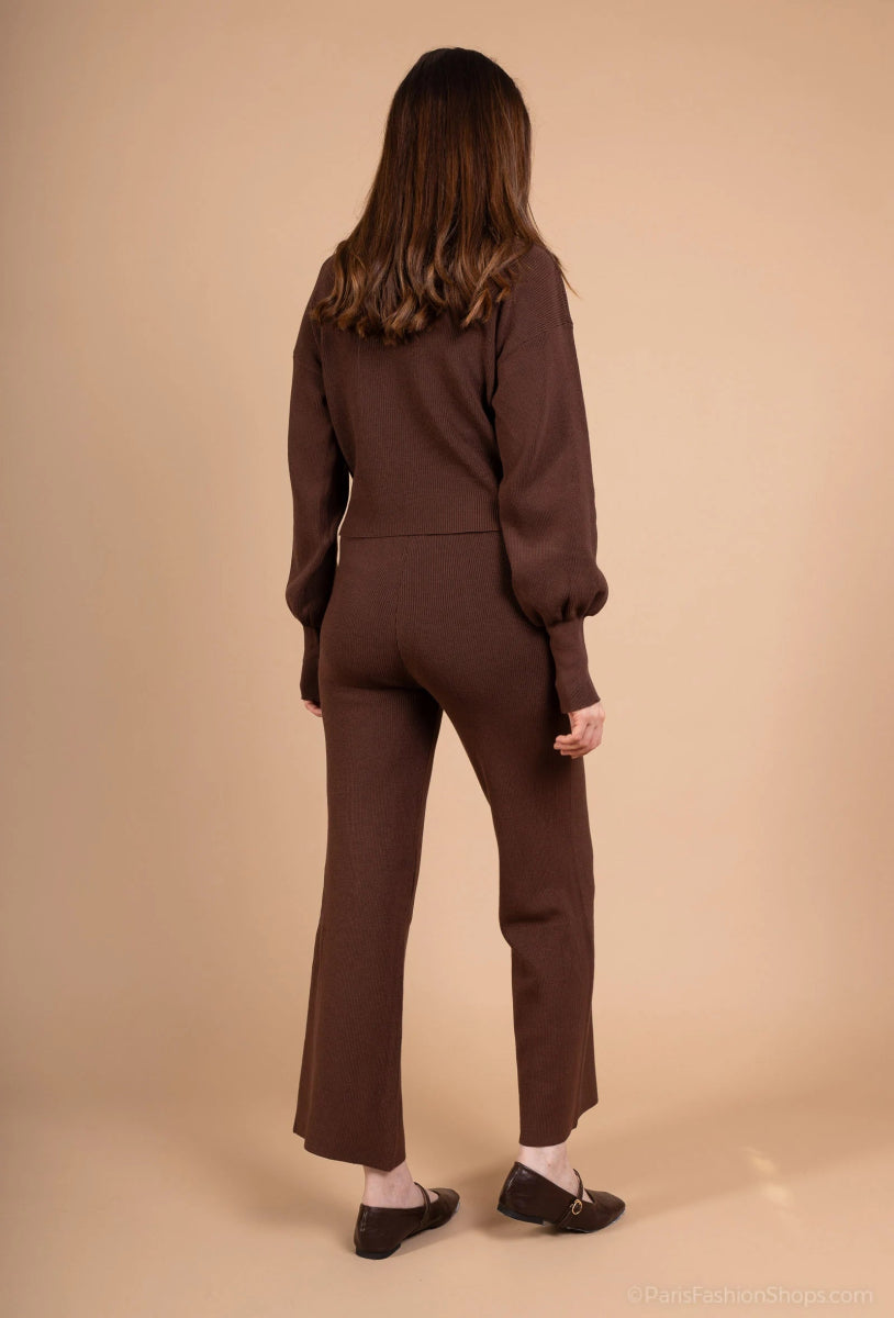 Ensemble deux pièces pull et pantalon chocolat - RIVE GAUCHE