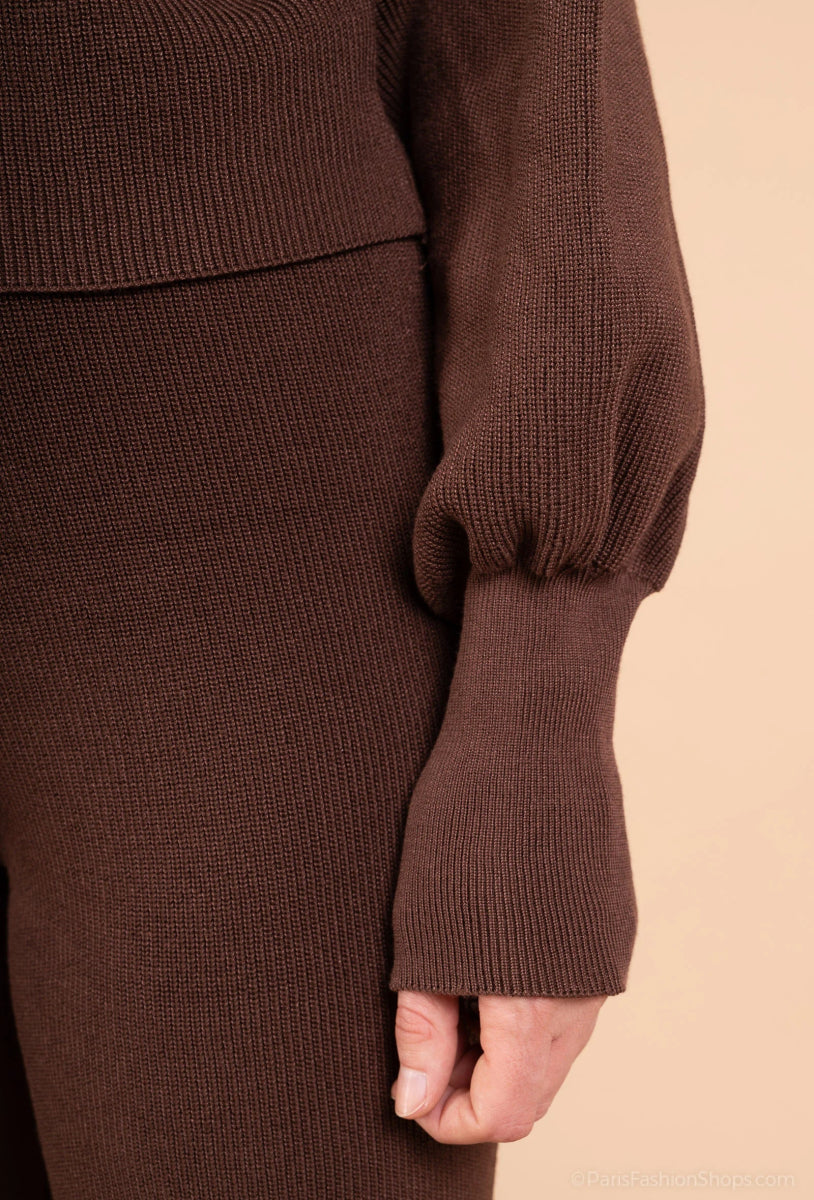 Ensemble deux pièces pull et pantalon chocolat - RIVE GAUCHE