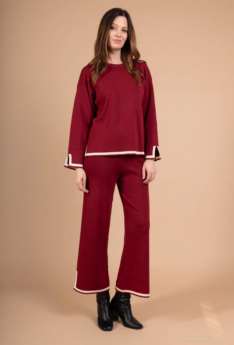 Ensemble deux pièces pull et pantalon rouge - RIVE GAUCHE