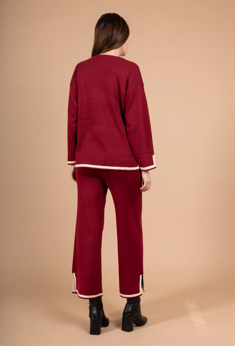 Ensemble deux pièces pull et pantalon rouge - RIVE GAUCHE