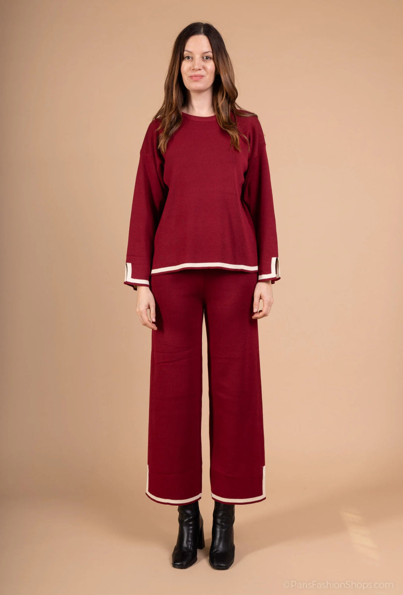 Ensemble deux pièces pull et pantalon rouge - RIVE GAUCHE