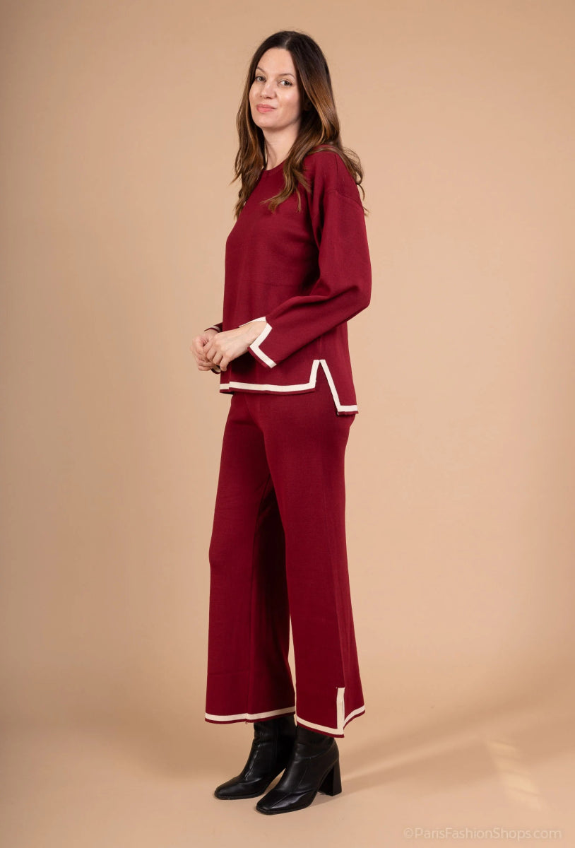 Ensemble deux pièces pull et pantalon rouge - RIVE GAUCHE