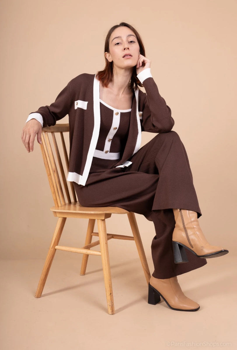 Ensemble en maille 3 pièces avec boutonnage doré - RIVE GAUCHE