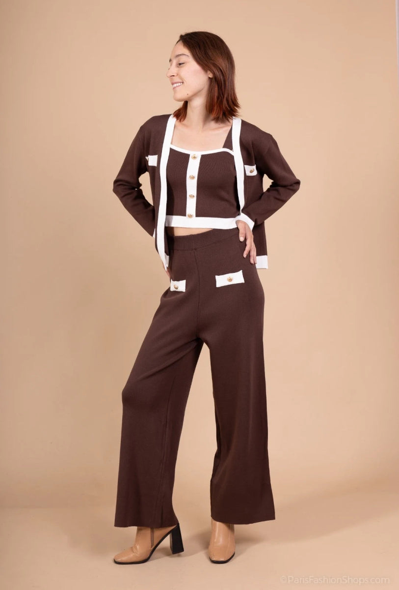 Ensemble en maille 3 pièces avec boutonnage doré - RIVE GAUCHE