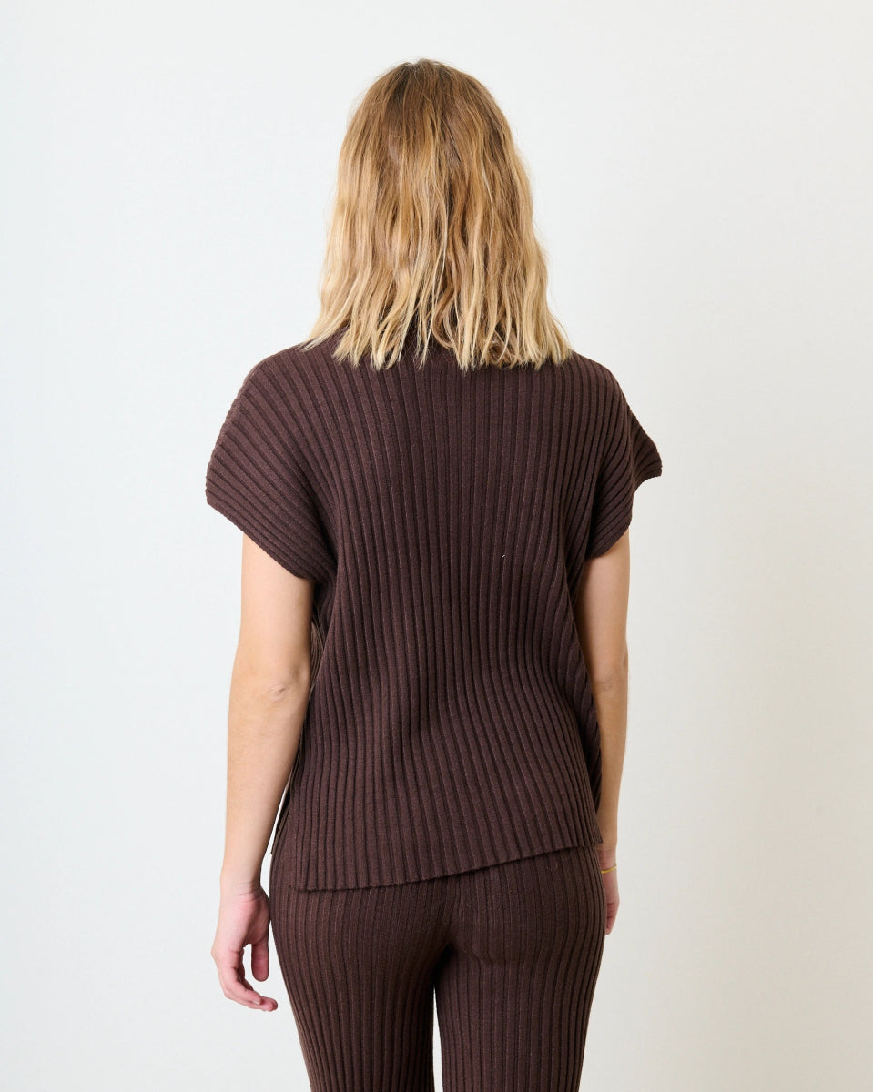 Ensemble en maille côtelé chocolat - RIVE GAUCHE