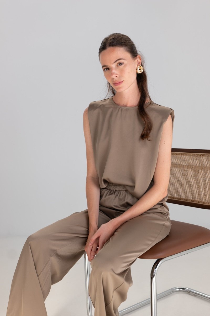 Ensemble en satin kaki - RIVE GAUCHE