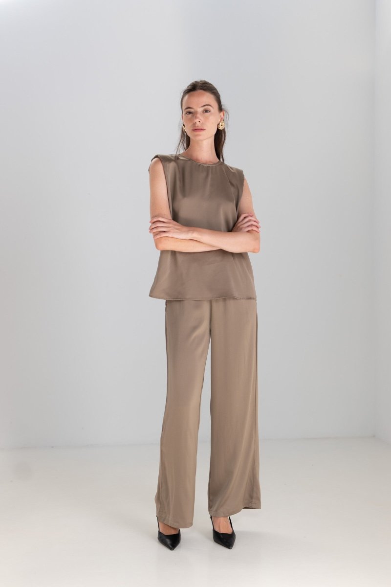 Ensemble en satin kaki - RIVE GAUCHE