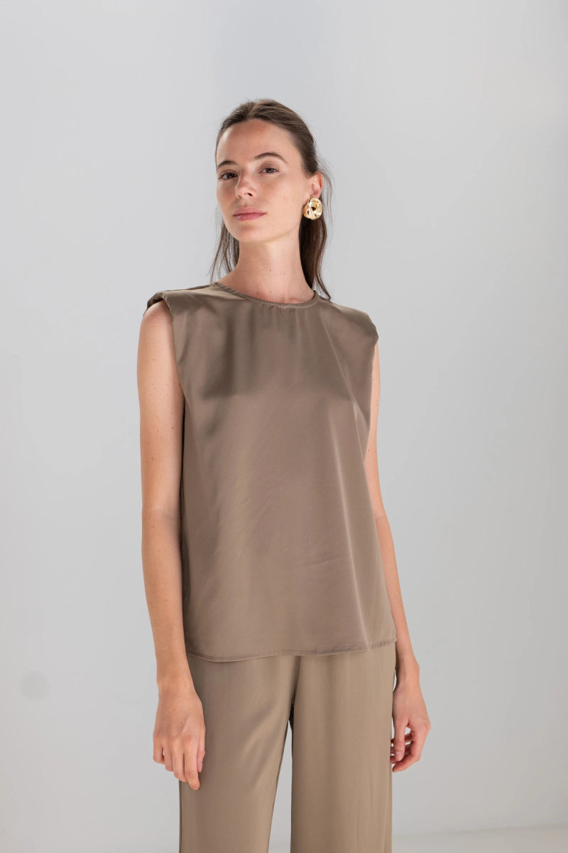 Ensemble en satin kaki - RIVE GAUCHE