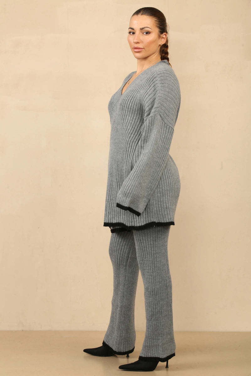Ensemble en tricot élégant style cache - cœur gris foncé - RIVE GAUCHE