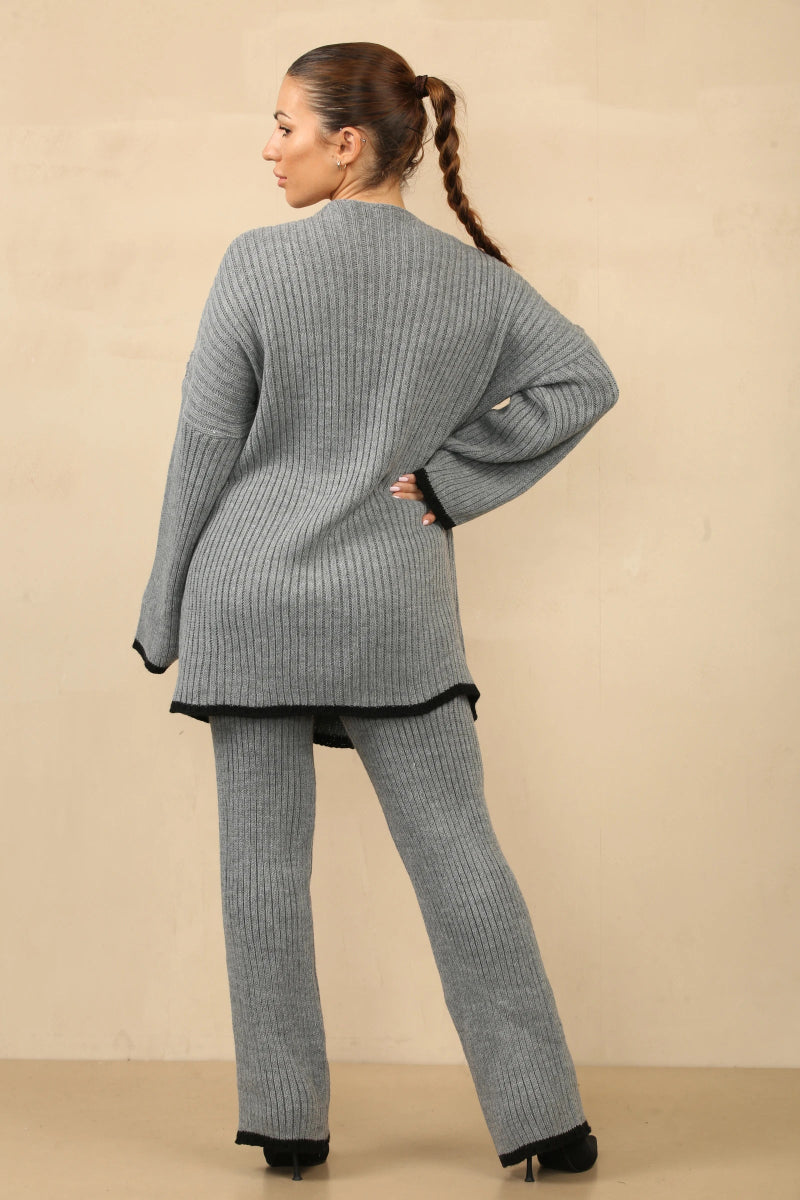 Ensemble en tricot élégant style cache - cœur gris foncé - RIVE GAUCHE