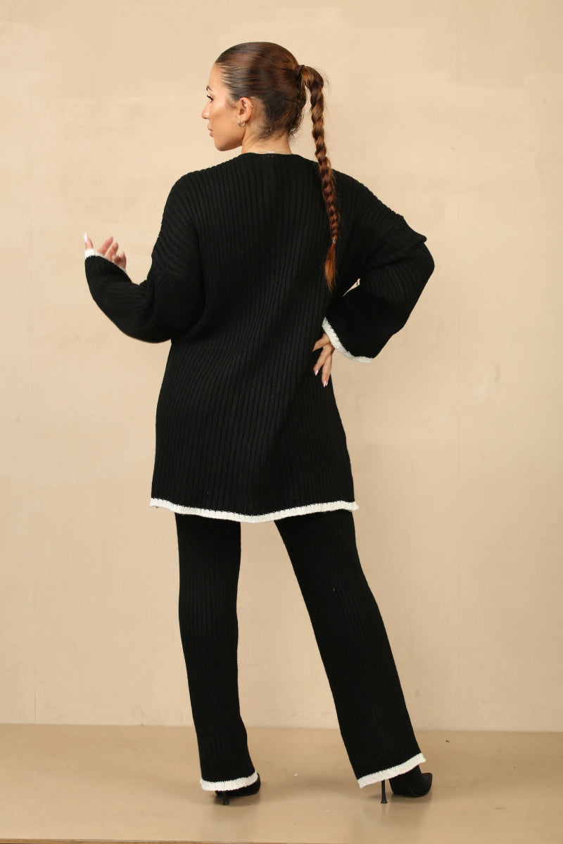 Ensemble en tricot élégant style cache - cœur noir - RIVE GAUCHE