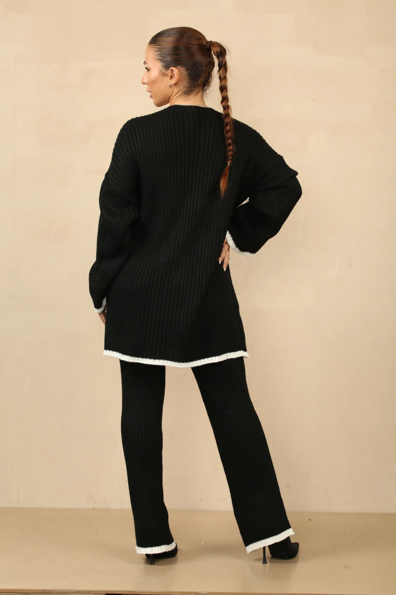 Ensemble en tricot élégant style cache - cœur noir - RIVE GAUCHE