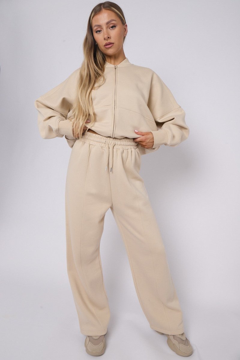 Ensemble jogging deux pièces en coton beige - RIVE GAUCHE