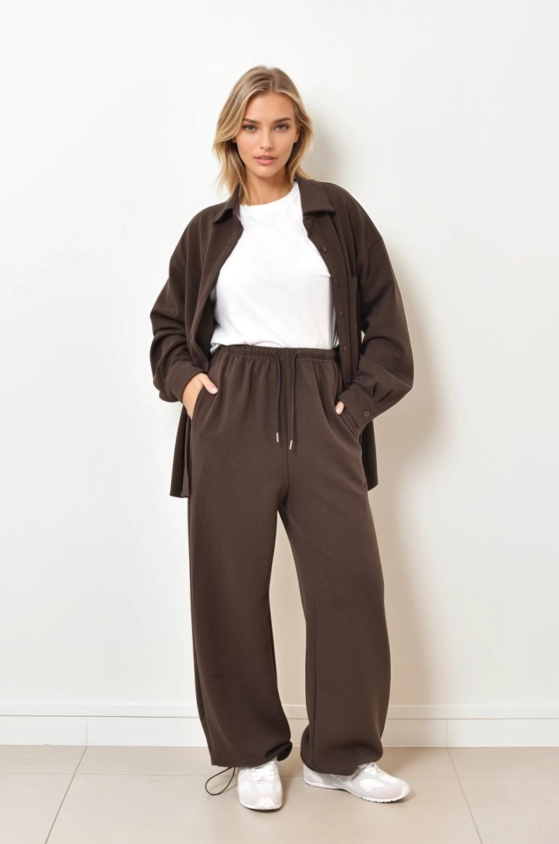 Ensemble pantalon jogging et veste chocolat - RIVE GAUCHE