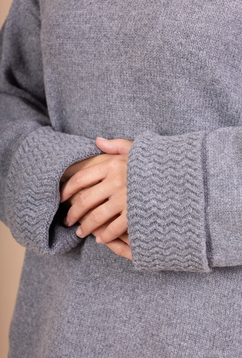 Ensemble pull à détail torsadée et pantalon avec poches gris - RIVE GAUCHE