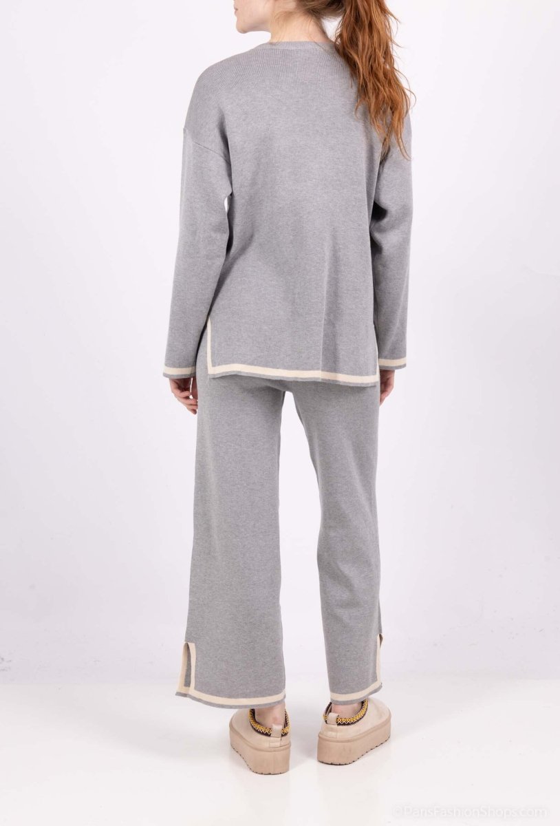Ensemble pull et pantalon à bordures contrastées gris - RIVE GAUCHE