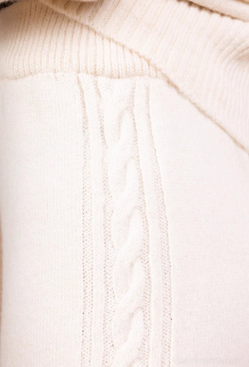 Ensemble pull et pantalon maille écru à détails torsadés - RIVE GAUCHE