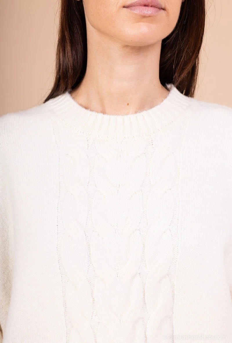 Ensemble pull et pantalon maille écru à détails torsadés - RIVE GAUCHE