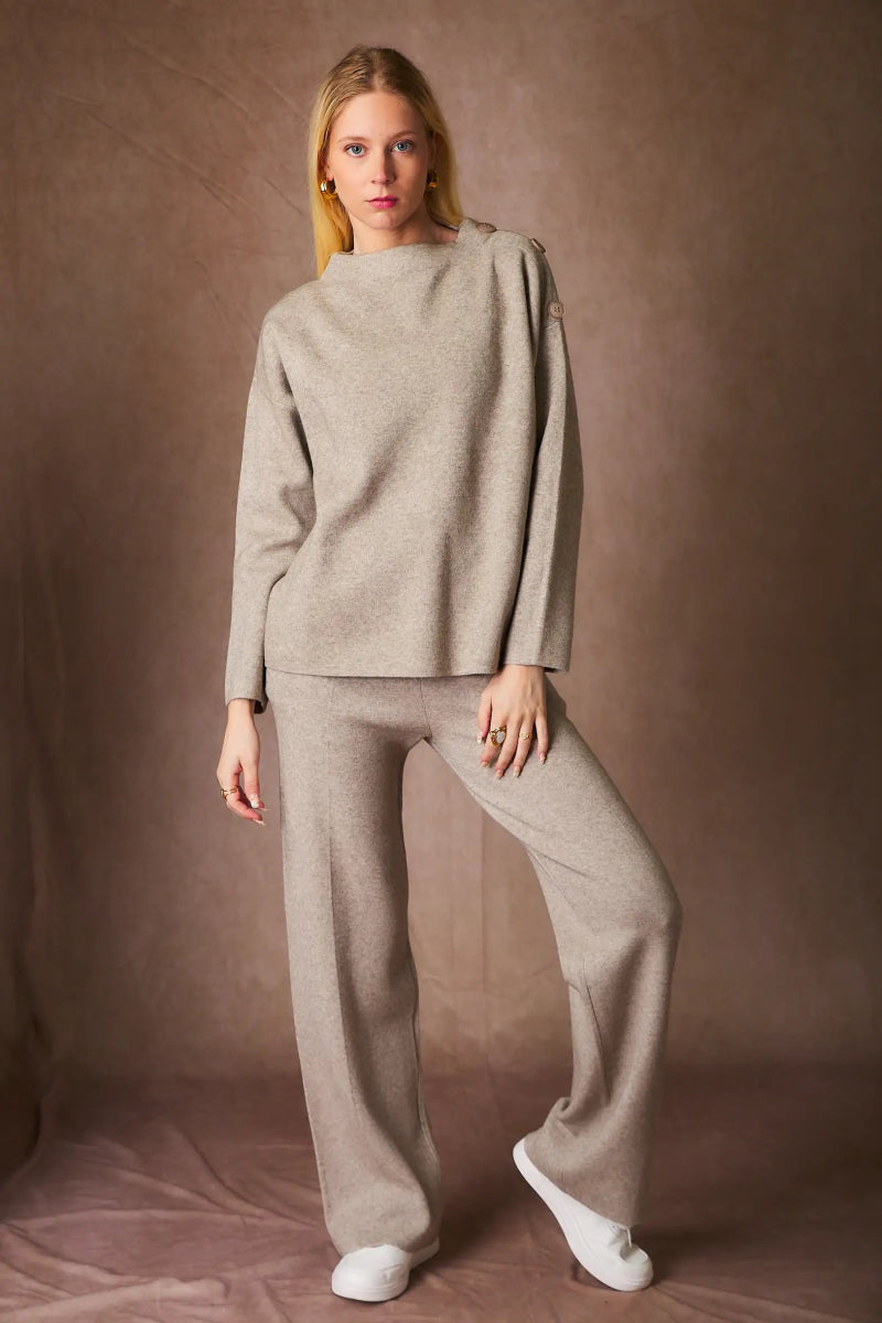 Ensemble pull et pantalon touché cachemire beige - RIVE GAUCHE