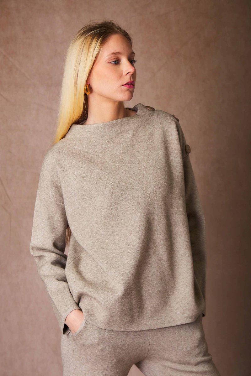 Ensemble pull et pantalon touché cachemire beige - RIVE GAUCHE